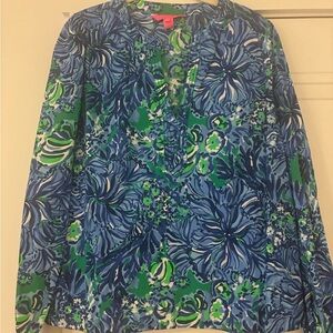 Lilly Pulitzer Blue and Green Floral Top